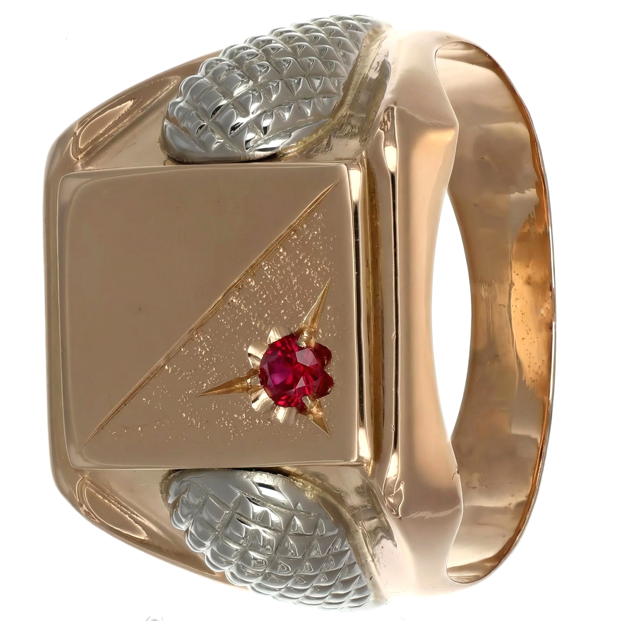 Anello - 18 carati Oro giallo, Oro bianco - 0.06ct. tw. Rubino