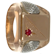 Anello - 18 carati Oro giallo, Oro bianco - 0.06ct. tw. Rubino