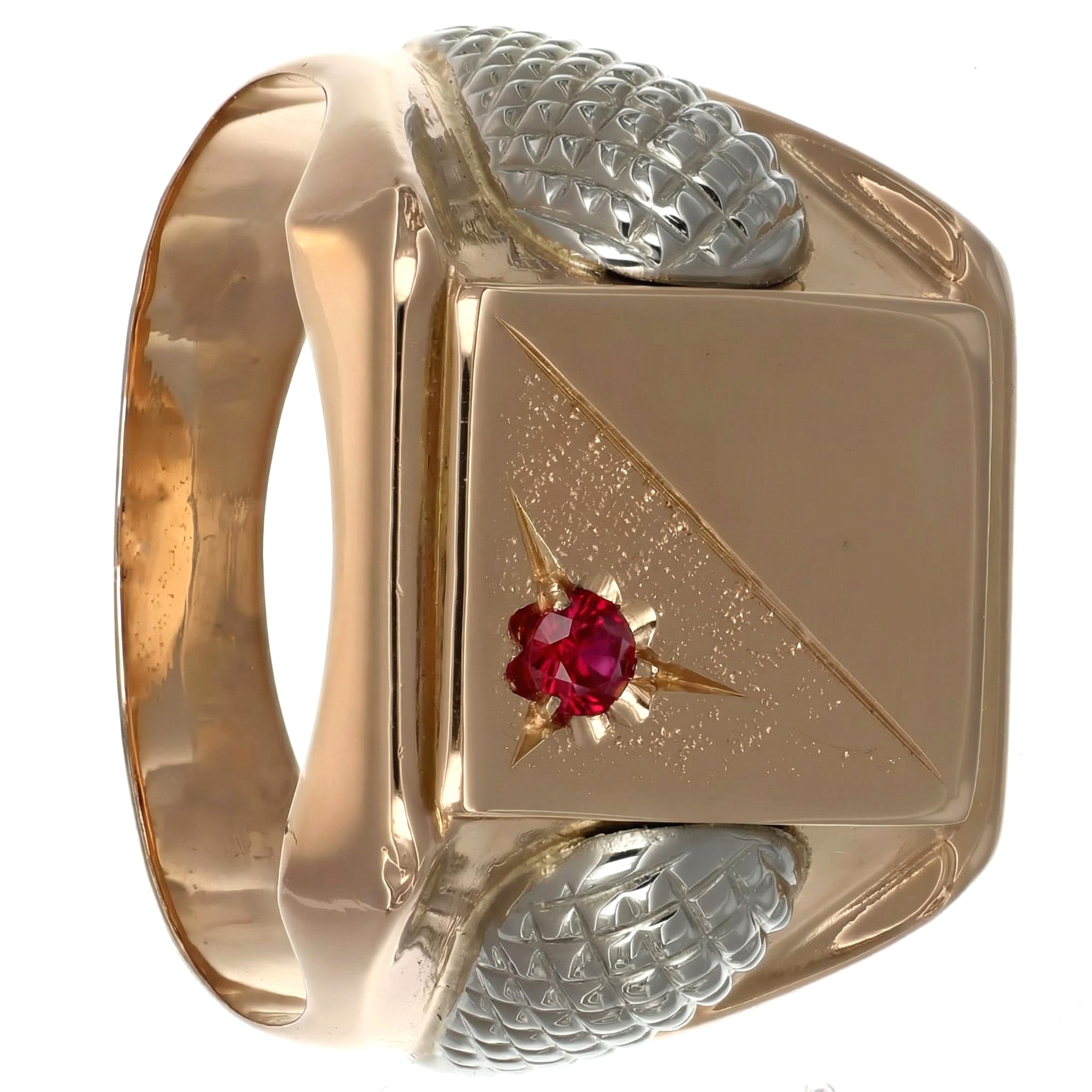 Anello - 18 carati Oro giallo, Oro bianco - 0.06ct. tw. Rubino