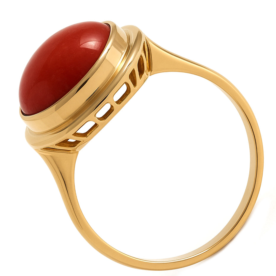 Anello - 18 carati Oro giallo Corallo