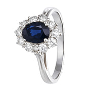 Anello - 18 carati Oro bianco - 1.05ct. tw. Zaffiro - Diamante