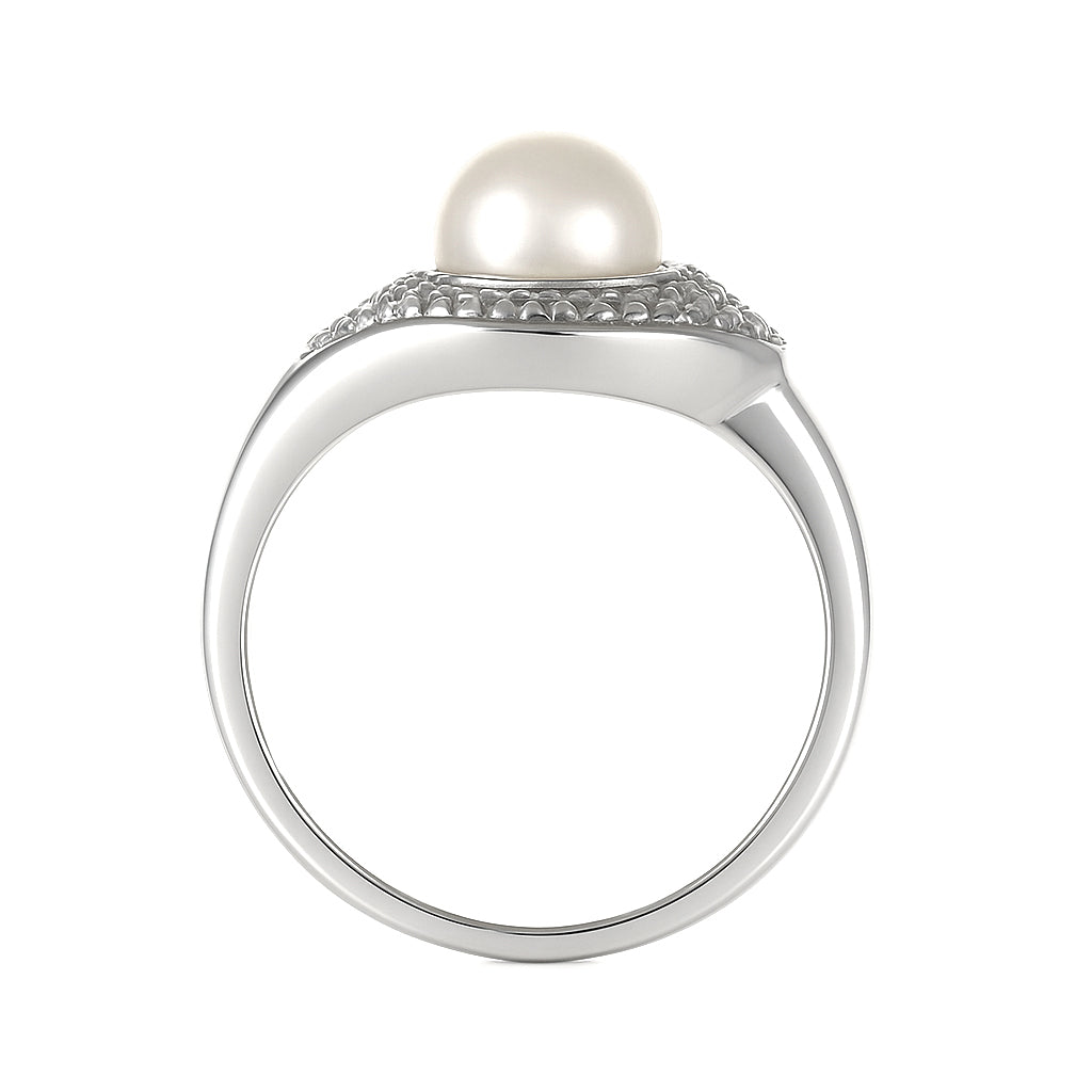 Anello - 18 carati Oro bianco - 0.04ct. tw. Diamante (Naturale) - Perla