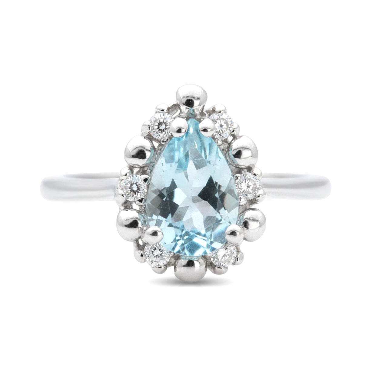 Anello - 18 carati Oro bianco - 0.41ct. tw. Acquamarina - Diamante