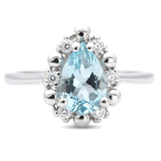 Anello - 18 carati Oro bianco - 0.41ct. tw. Acquamarina - Diamante