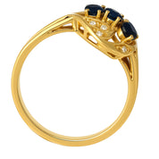 Anello - 18 carati Oro giallo - 0.36ct. tw. Zaffiro - Diamante