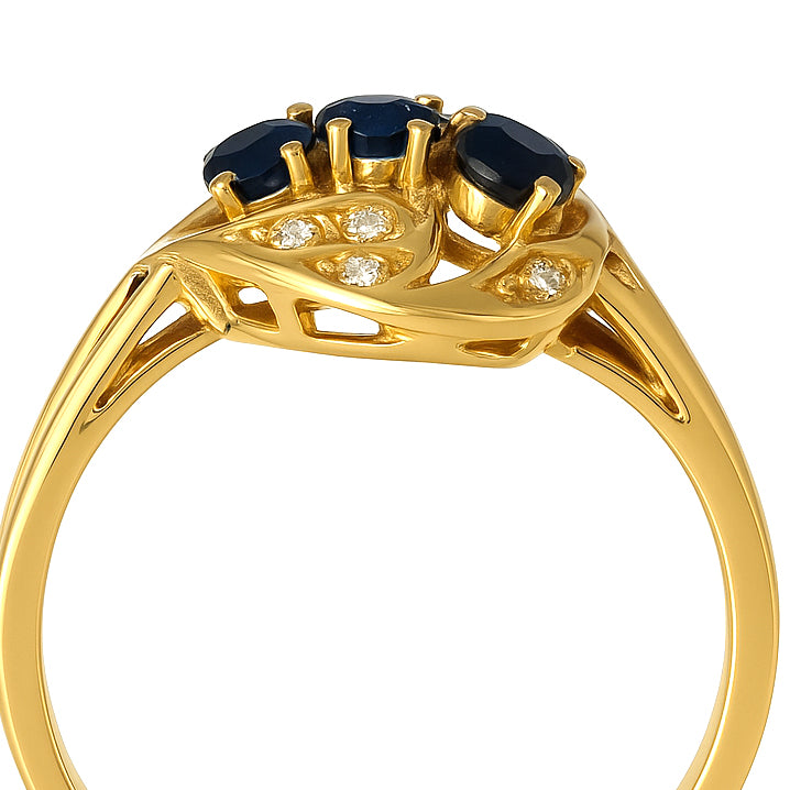 Anello - 18 carati Oro giallo - 0.36ct. tw. Zaffiro - Diamante