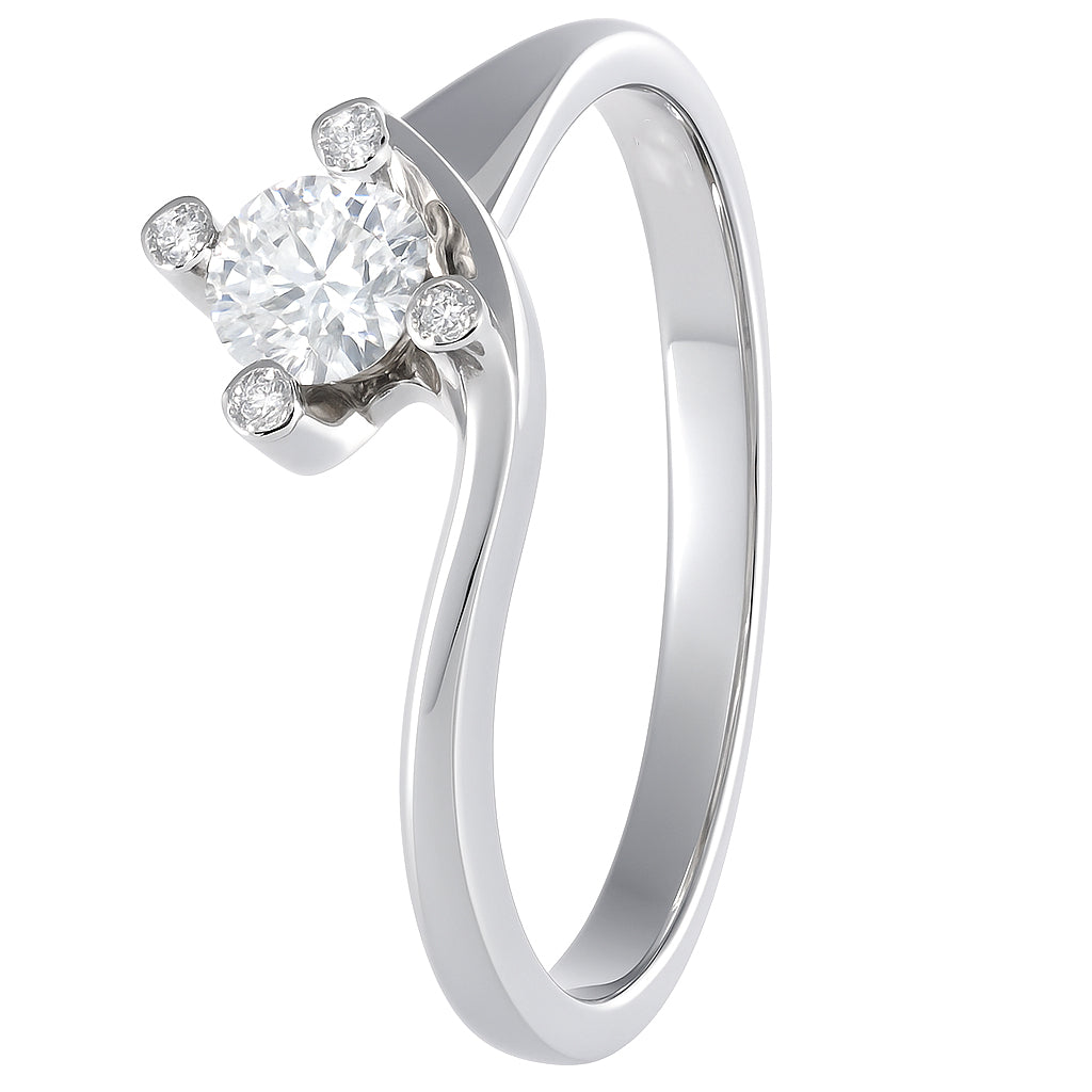 Anello - 18 carati Oro bianco - 0.31ct. tw. Diamante (Naturale)