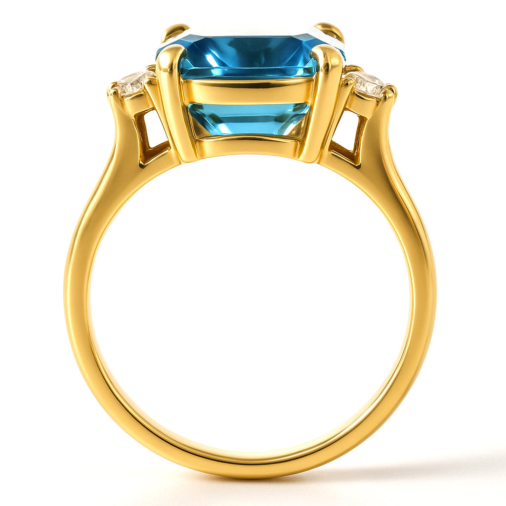 Anello - 18 carati Oro giallo - 4.28ct. tw. Topazio - Diamante