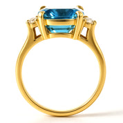 Anello - 18 carati Oro giallo - 4.28ct. tw. Topazio - Diamante