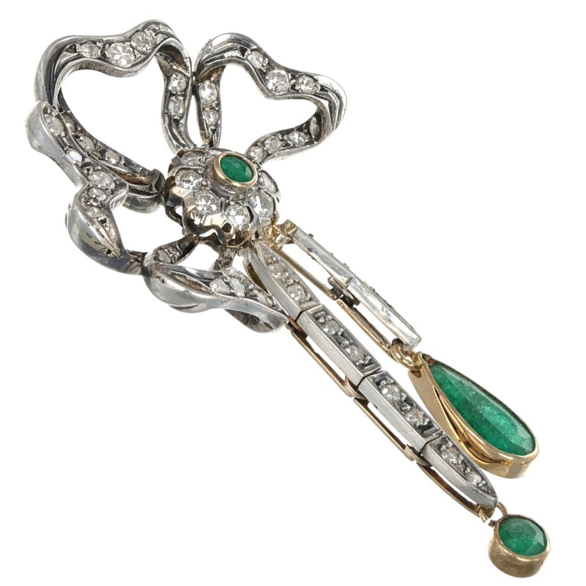 Ciondolo - 18 carati Oro bianco - 3.59ct. tw. Smeraldo - Diamante