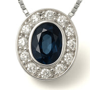 Collana con ciondolo - 18 carati Oro bianco -  0.45ct. tw. Zaffiro - Diamante Collana con ciondolo - 18 carati Oro bianco - 0.45ct. tw. Zaffiro - Diamante