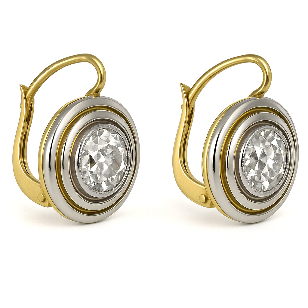 Orecchini - 18 carati Oro giallo, Argento - 1.20ct. tw. Diamante (Naturale)