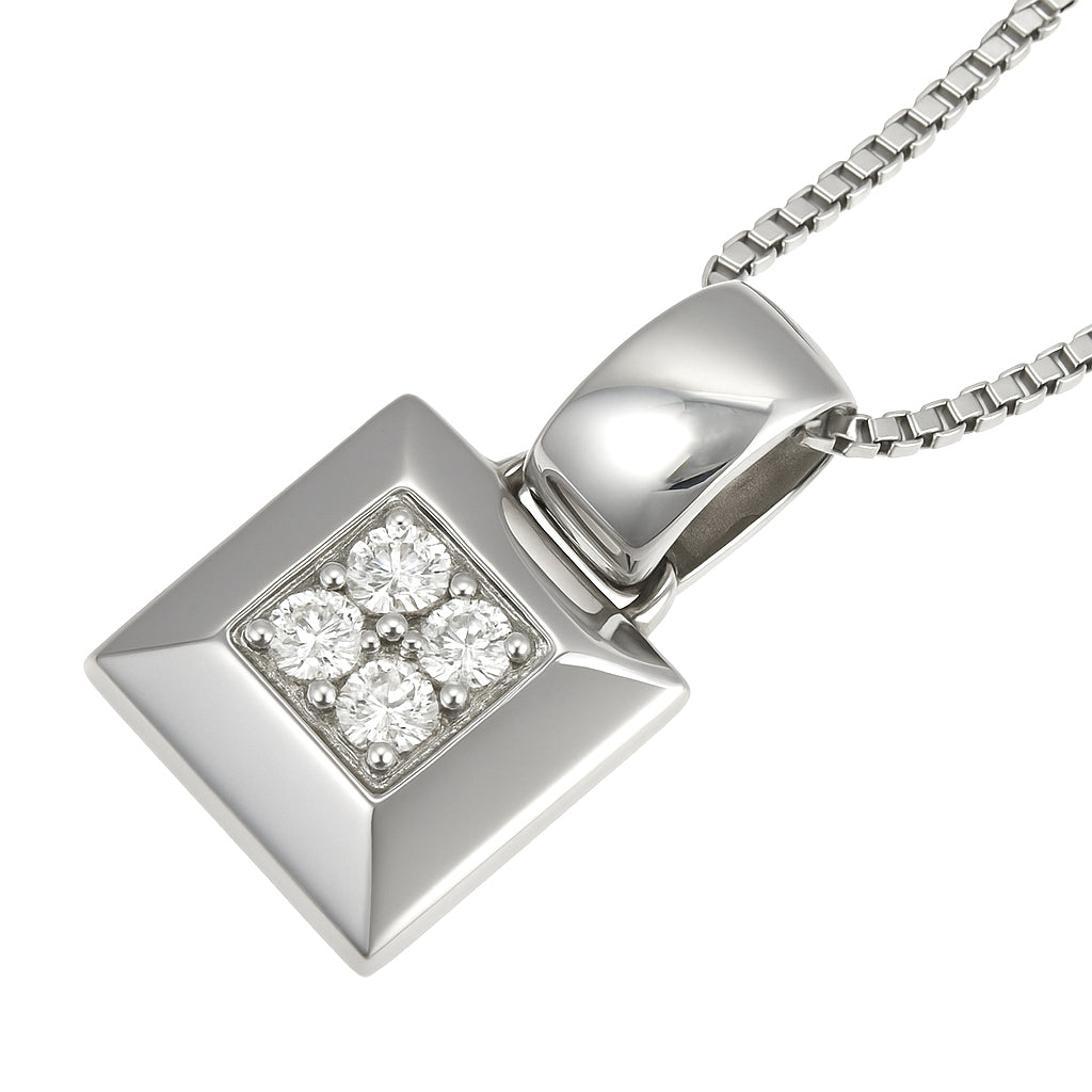 Collana con ciondolo - 18 carati Oro bianco - 0.08ct. tw. Diamante (Naturale)