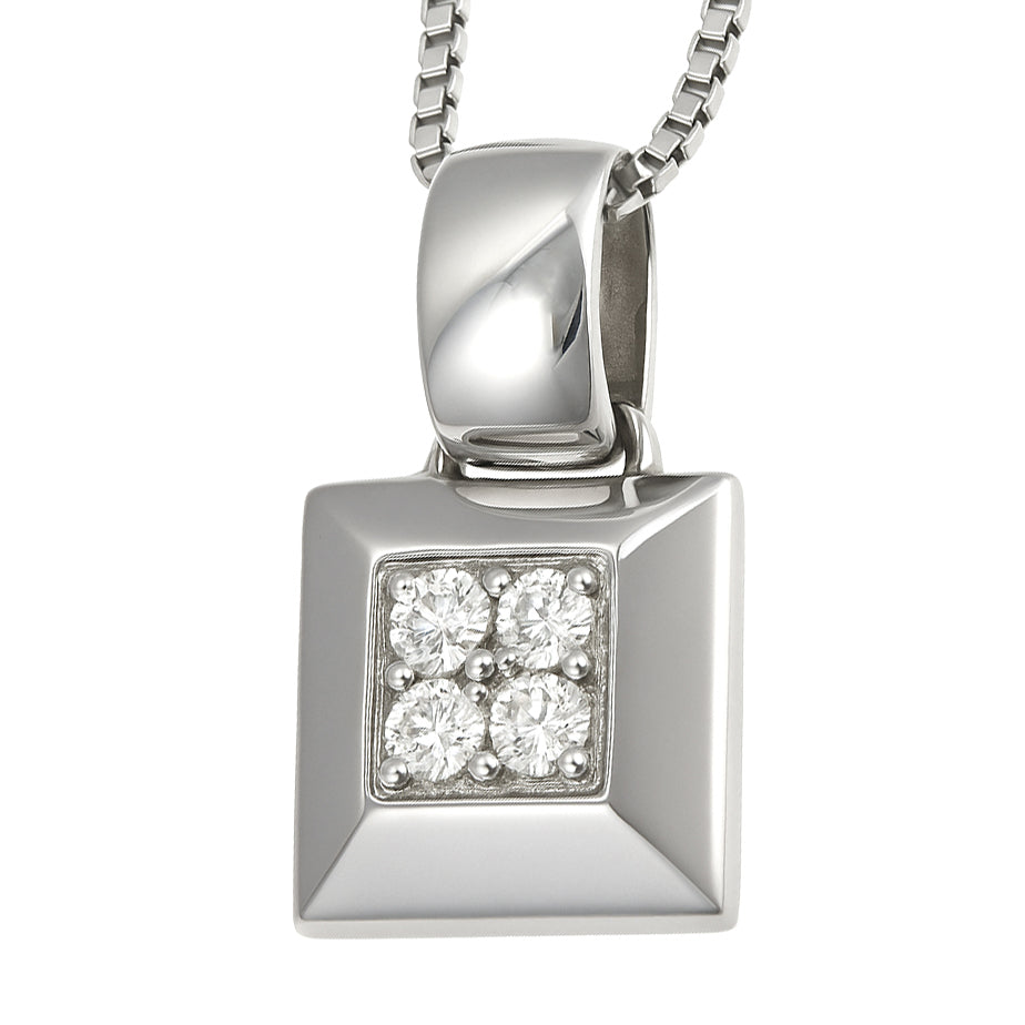 Collana con ciondolo - 18 carati Oro bianco - 0.08ct. tw. Diamante (Naturale)