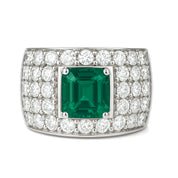 Anello - 18 carati Oro bianco - 6.50ct. tw. Smeraldo - Diamante