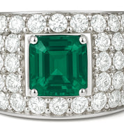 Anello - 18 carati Oro bianco - 6.50ct. tw. Smeraldo - Diamante