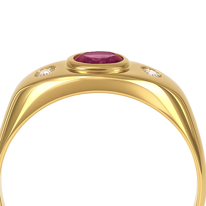 Anello - 18 carati Oro giallo - 0.20ct. tw. Rubino - Diamante