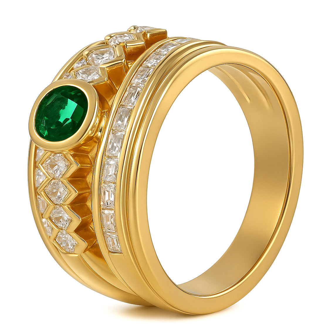 Anello - 18 carati Oro giallo - 2.30ct. tw. Smeraldo - Diamante