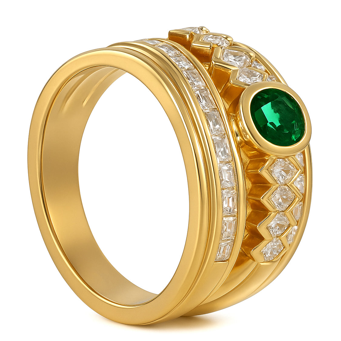 Anello - 18 carati Oro giallo - 2.30ct. tw. Smeraldo - Diamante