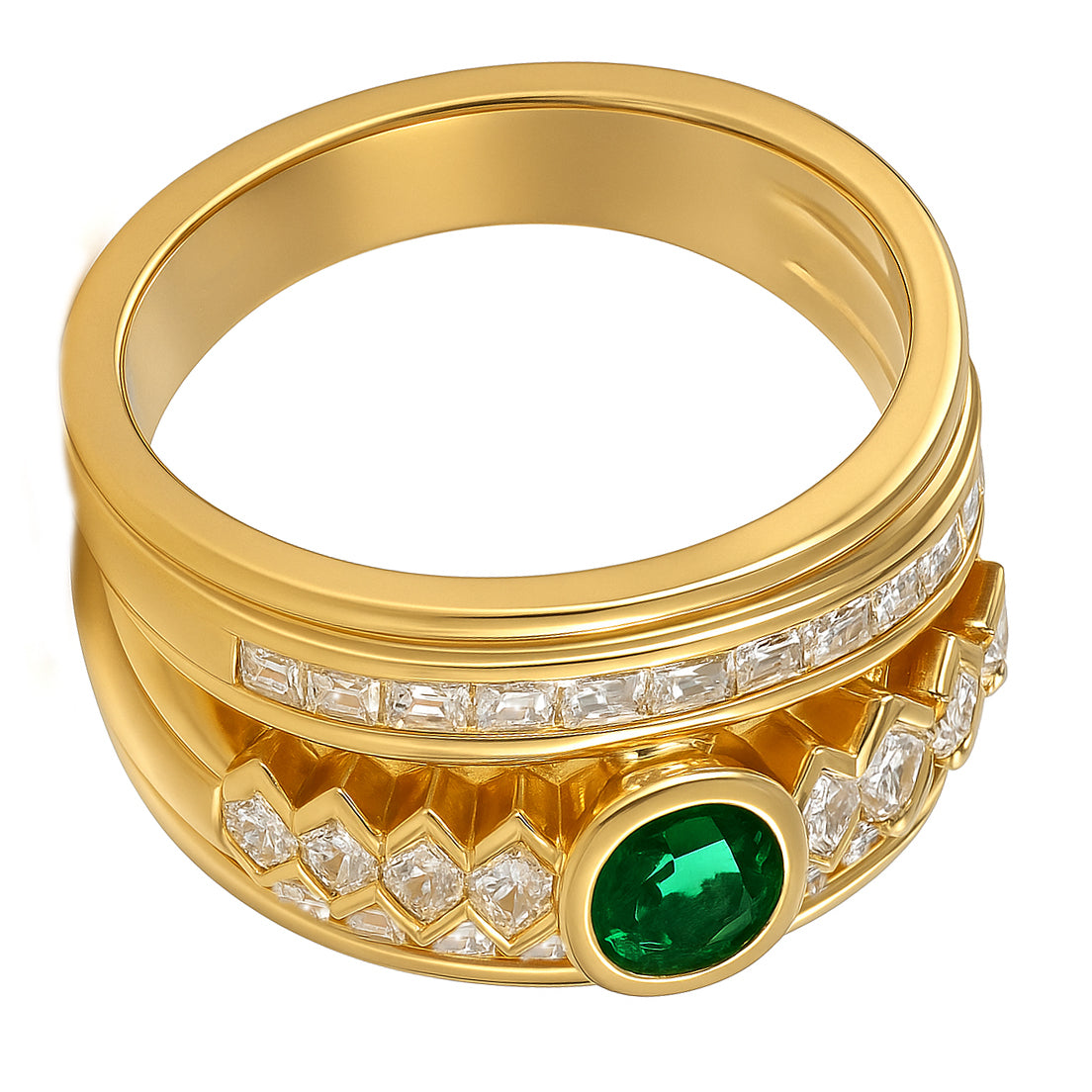 Anello - 18 carati Oro giallo - 2.30ct. tw. Smeraldo - Diamante