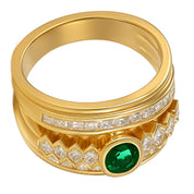 Anello - 18 carati Oro giallo - 2.30ct. tw. Smeraldo - Diamante