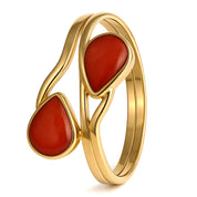 Anello - 18 carati Oro giallo Corallo