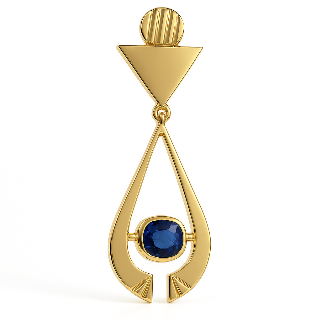 Ciondolo - 18 carati Oro giallo - 0.85ct. tw. Zaffiro