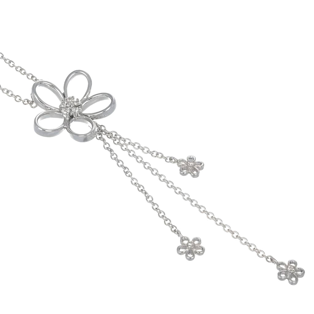 Collana con ciondolo - 18 carati Oro bianco - 0.12ct. tw. Diamante (Naturale)