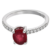 Anello - 18 carati Oro bianco - 1.28ct. tw. Rubino - Diamante