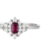 Anello - 18 carati Oro bianco - 0.35ct. tw. Rubino - Diamante