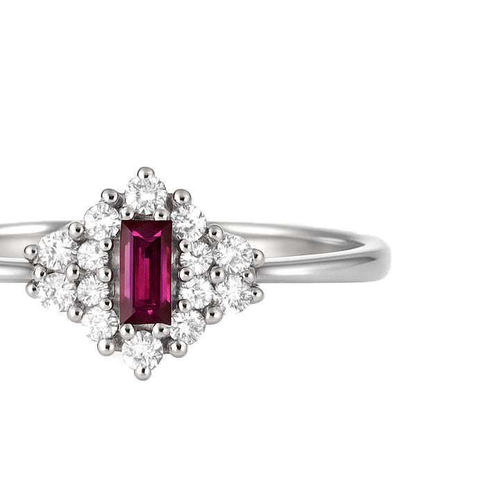 Anello - 18 carati Oro bianco - 0.35ct. tw. Rubino - Diamante