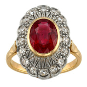 14 carati Oro giallo, Argento 925 - Anello - Rubino- Diamanti