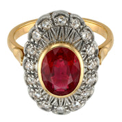 14 carati Oro giallo, Argento 925 - Anello - Rubino- Diamanti