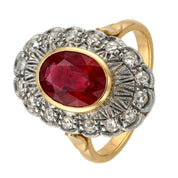 14 carati Oro giallo, Argento 925 - Anello - Rubino- Diamanti