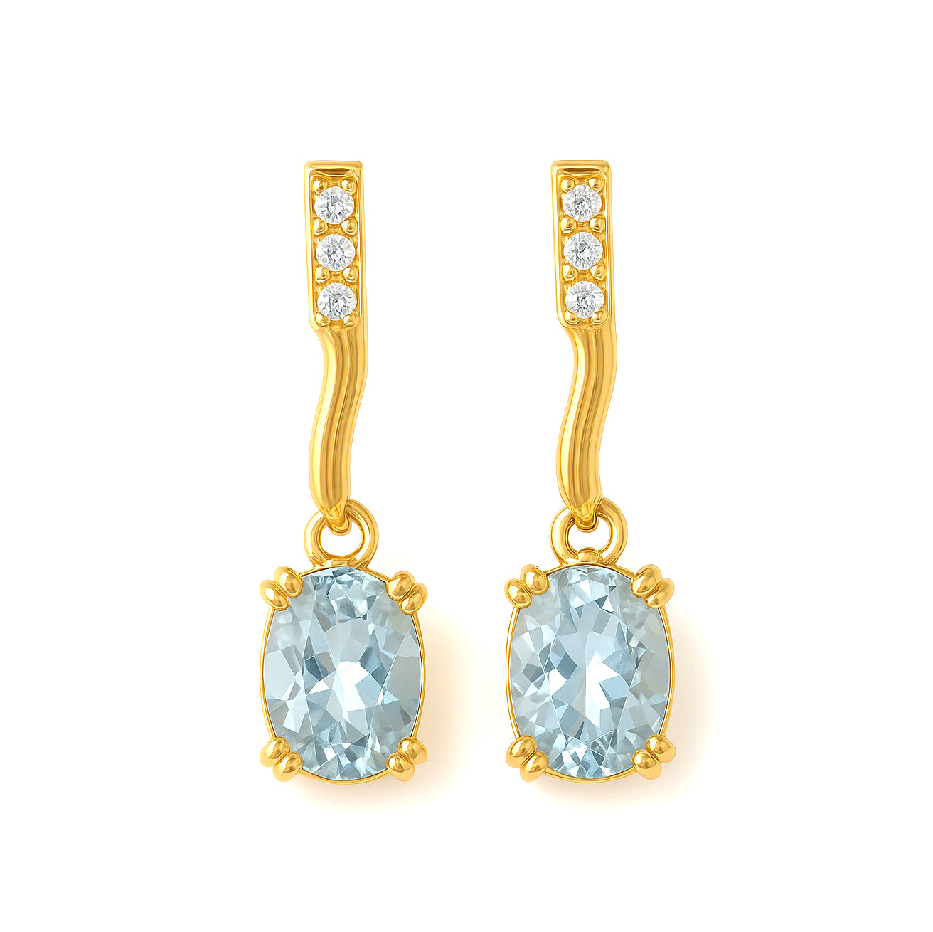 Orecchini - 18 carati Oro giallo - 2.43ct. tw. Acquamarina - Diamante