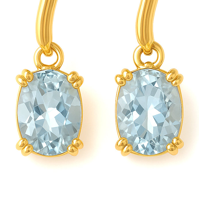 Orecchini - 18 carati Oro giallo - 2.43ct. tw. Acquamarina - Diamante