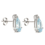 Orecchini - 18 carati Oro bianco - 4.24ct. tw. Acquamarina - Diamante