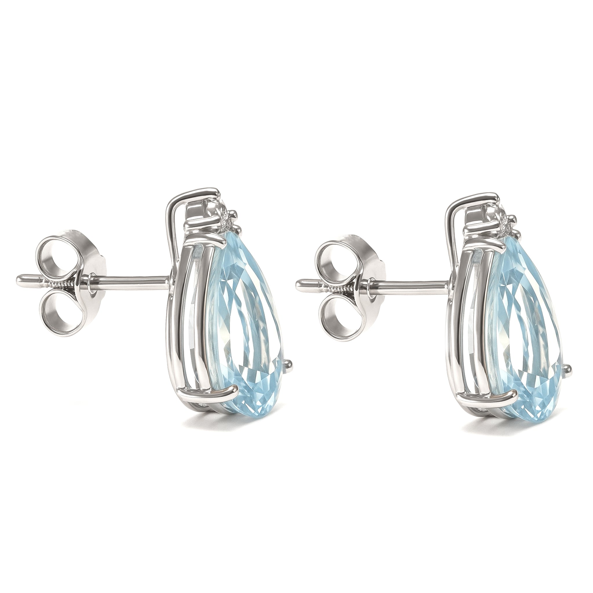 Orecchini - 18 carati Oro bianco - 4.24ct. tw. Acquamarina - Diamante