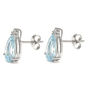 Orecchini - 18 carati Oro bianco - 4.24ct. tw. Acquamarina - Diamante