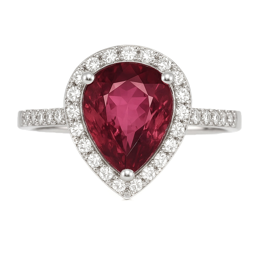 Anello - 18 carati Oro bianco - 2.48ct. tw. Tormalina - Diamante