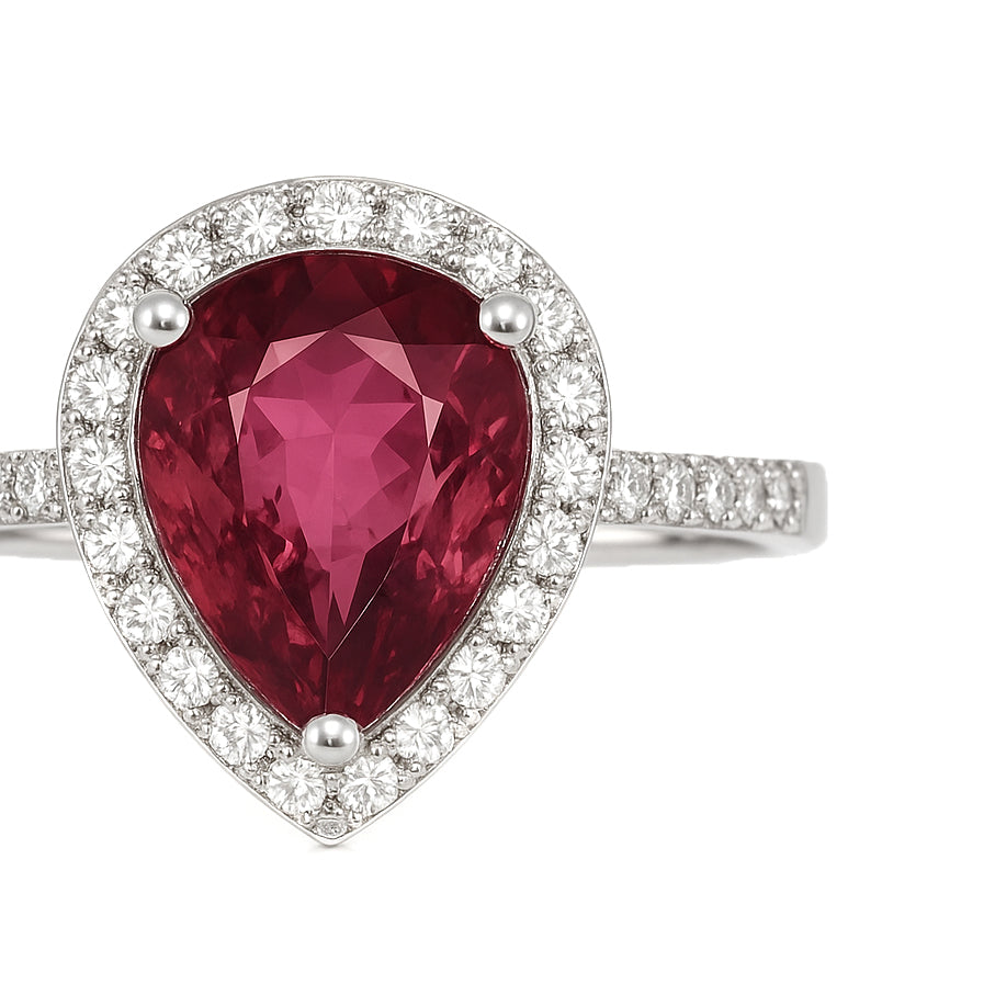 Anello - 18 carati Oro bianco - 2.48ct. tw. Tormalina - Diamante