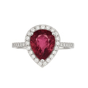 Anello - 18 carati Oro bianco - 2.48ct. tw. Tormalina - Diamante