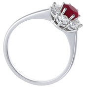 Anello - 18 carati Oro bianco - 1.08ct. tw. Rubino - Diamante