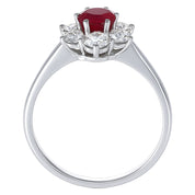 Anello - 18 carati Oro bianco - 1.08ct. tw. Rubino - Diamante