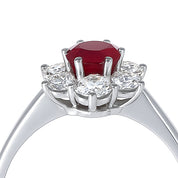 Anello - 18 carati Oro bianco - 1.08ct. tw. Rubino - Diamante