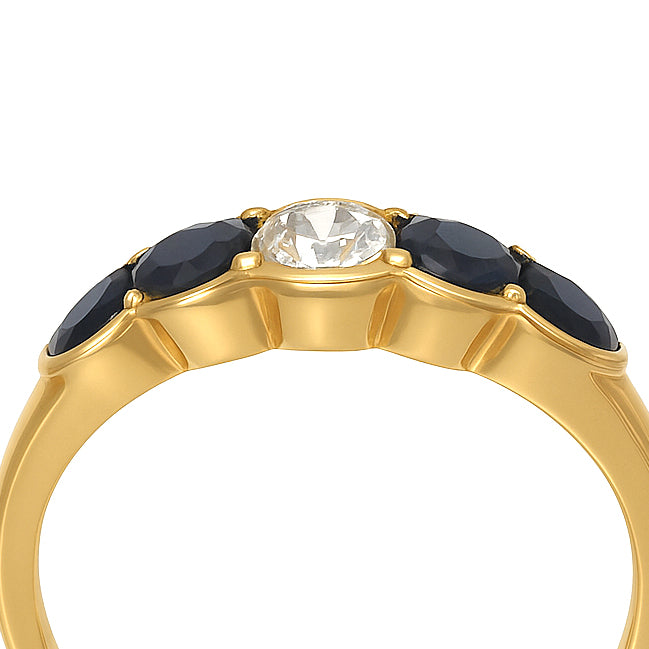 Anello - 18 carati Oro giallo - 0.52ct. tw. Zaffiro - Diamante