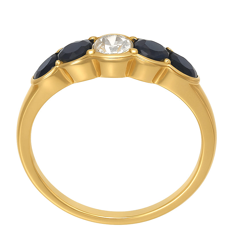 Anello - 18 carati Oro giallo - 0.52ct. tw. Zaffiro - Diamante