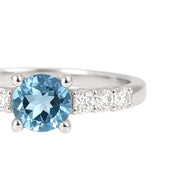 Anello - 18 carati Oro bianco - 0.66ct. tw. Acquamarina - Diamante