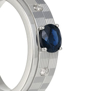 Anello - 18 carati Oro bianco - 0.32ct. tw. Zaffiro - Diamante