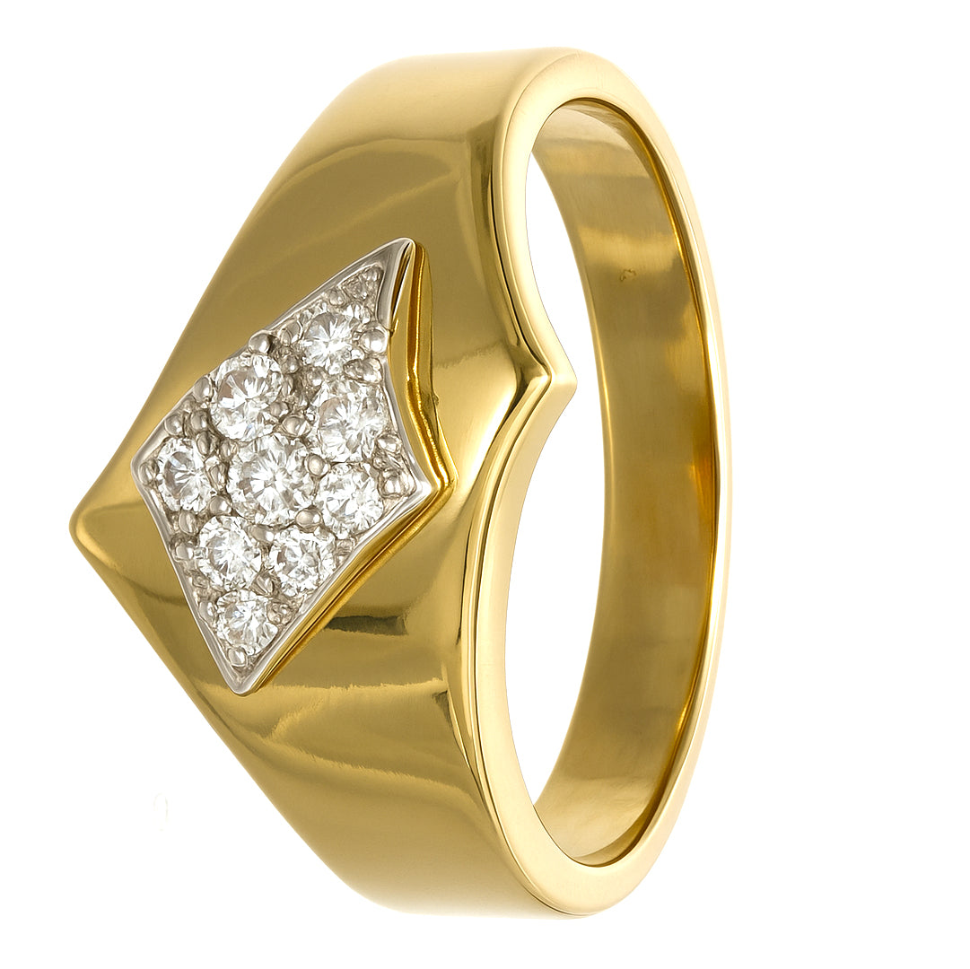 Anello - 18 carati Oro bianco, Oro giallo - 0.18ct. tw. Diamante (Naturale)